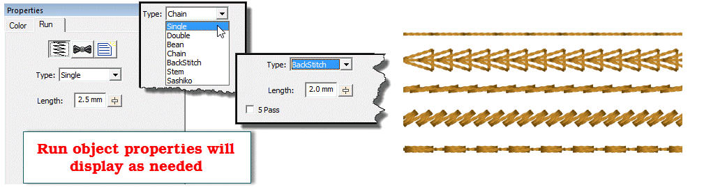 StitchArtist Level 3 Run stitch styles