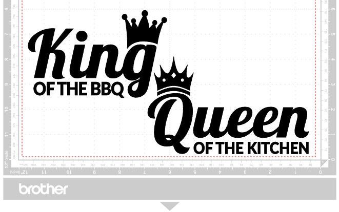 Free ScanNCut Design King of the BBQ Queen of the kitchen