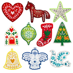 Folk Christmas Embroidery Designs by Echidna