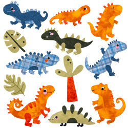 Funny Lizards/Dinosaurs Sewing Applique Designs by Echidna