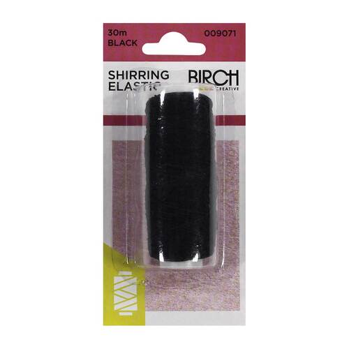 Black Shirring Elastic 30m